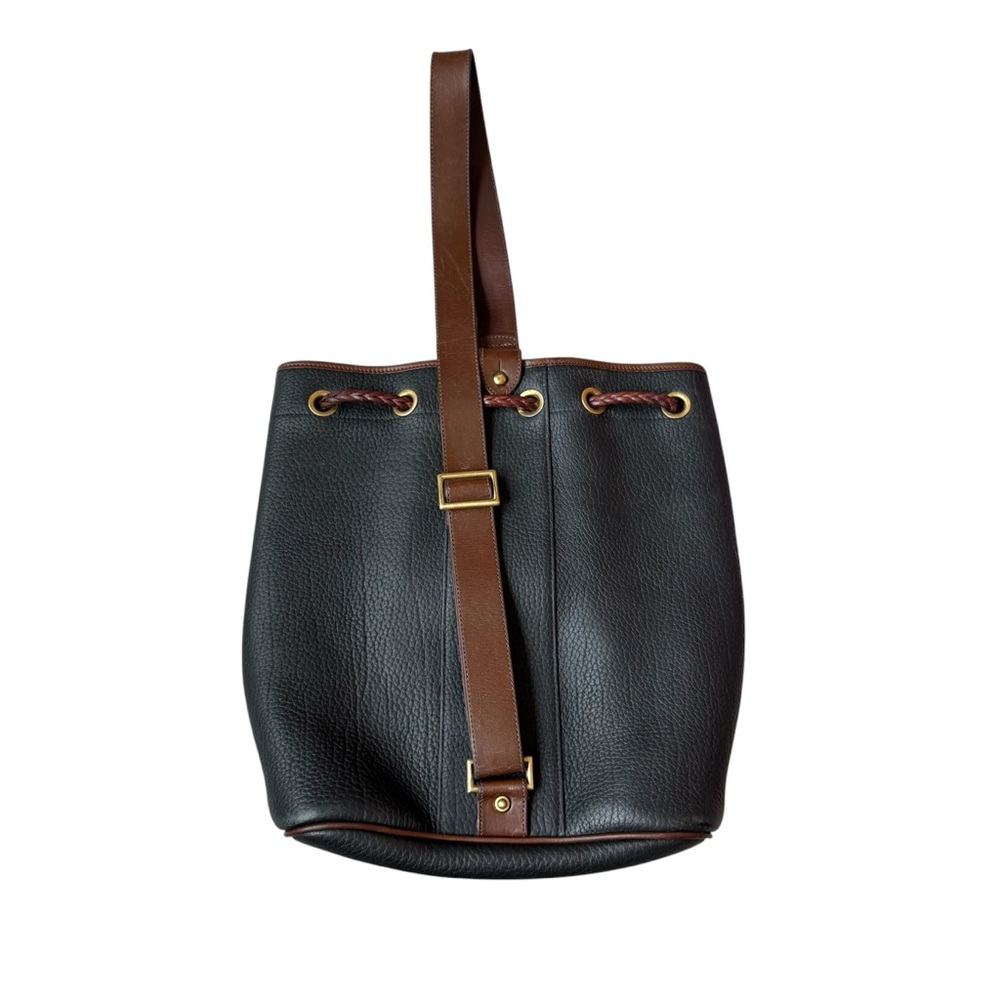 Dooney & Bourke black leather AWL drawstring close sling bucket bag classic - Picture 5 of 12